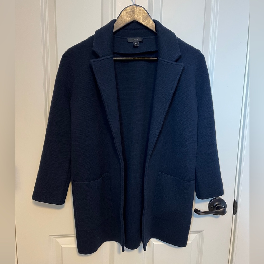 J. Crew Sophie Open Front Sweater Blazer Navy Blue